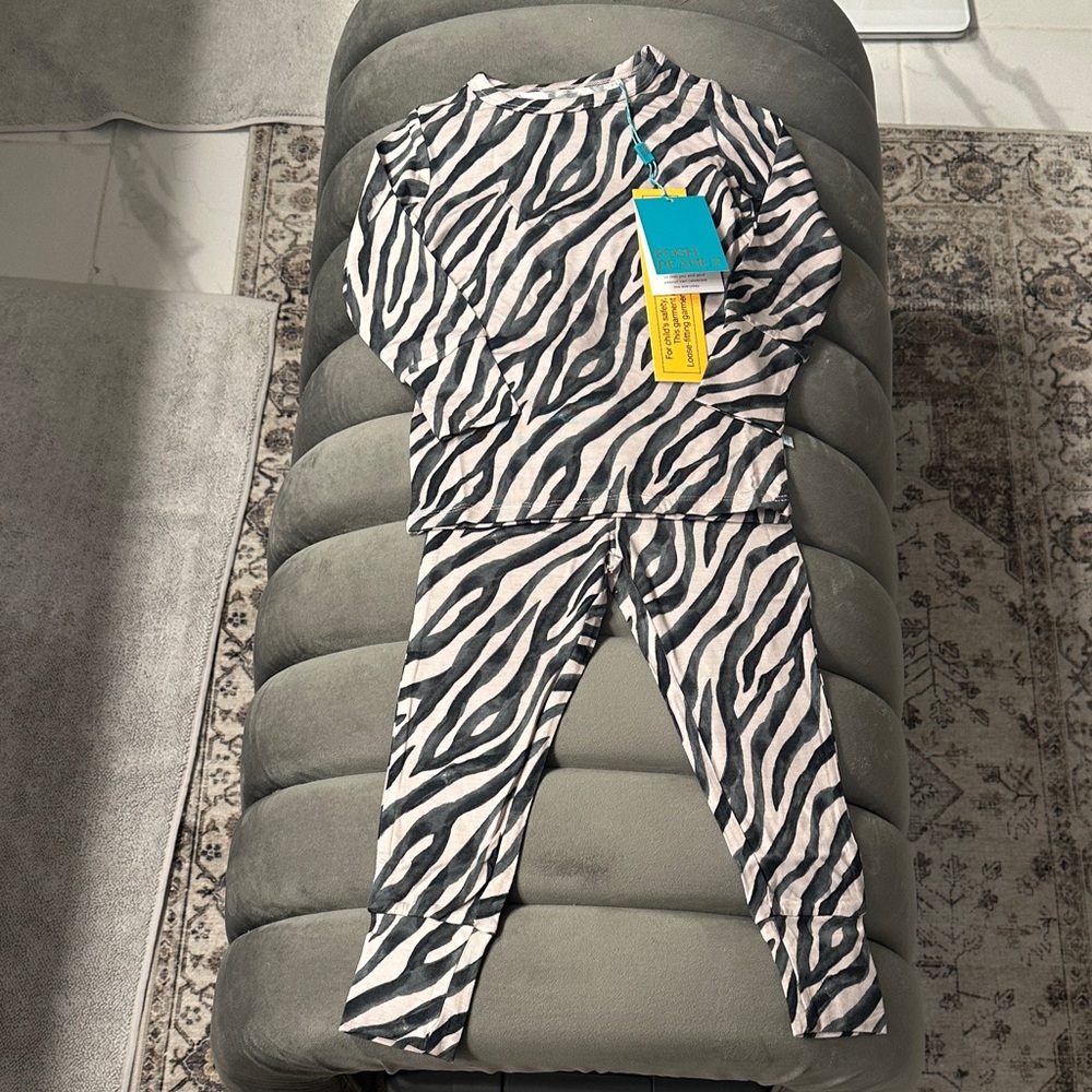 Posh Peanut Zebra Print Kids Pajamas - Black and White